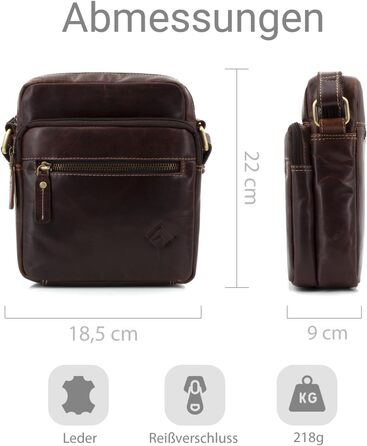 Чоловіча сумка через плече JOREY з натуральної шкіри - для бізнесу, роботи, подорожей (темно-коричнева)