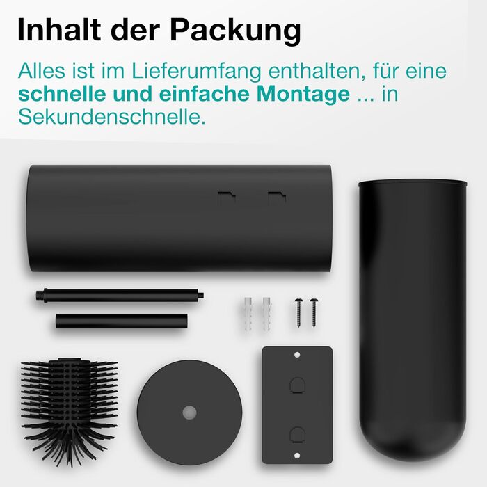 Набір щіток для унітазу Hovea (2 шт.) - чорний - силікон та метал - кріплення на стіну без свердління