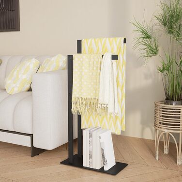 Підставка для рушників Yawinhe freestanding, підлоговий тримач для рушників та одягу з нержавіючої сталі, 2 стійки, чорний, 40x20x80см, SMJ003B