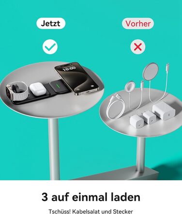 Станція зарядки MagSafe INIU 15W 3-в-1: для iPhone, Apple Watch, AirPods (з адаптером 20W та USB-C кабелем)