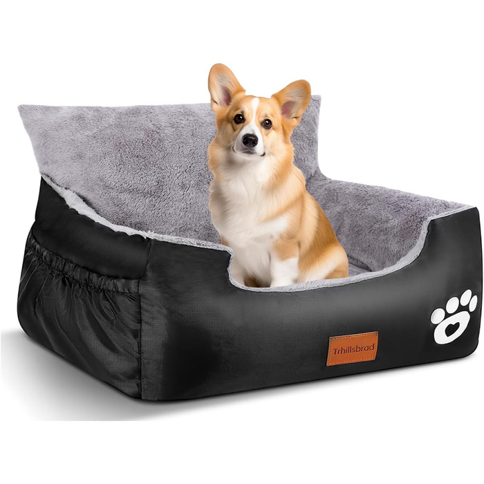 Автомобільне ліжко для собак, 70x60x45 см, з 2 регульованими страхувальними ремінцями, для маленьких собак, знімний та пральний чохол, 2 кишені для зберігання