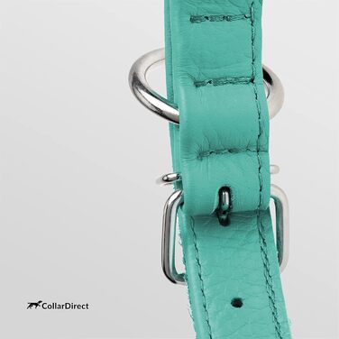 Шкіряний ошийник для собак CollarDirect, круглий, м'який, з роллом, ручної роботи, справжня шкіра, для цуценят, котів, малих та великих собак, рожевий, червоний, фіолетовий, блакитний (м'ятний, 15-18 см)