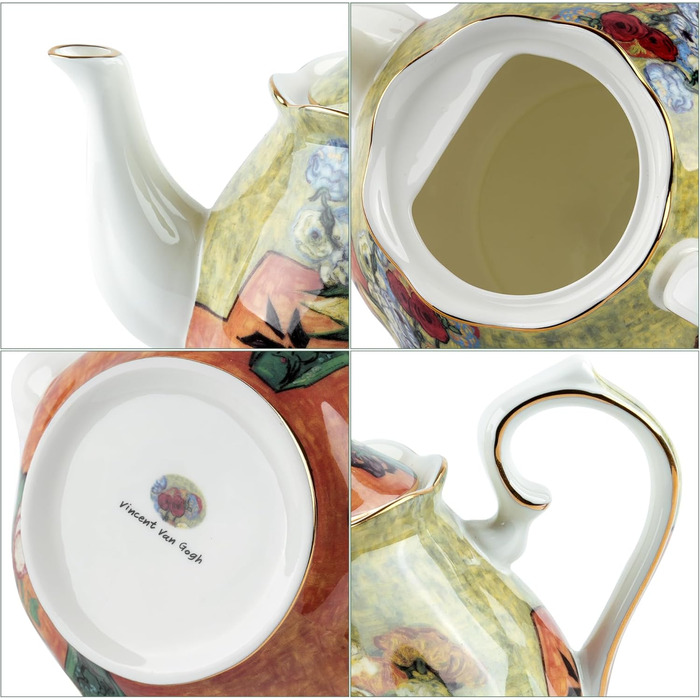 Порцелянова чайник 1 л Vintage Floral з кісткового фарфору, біла троянда, чайник-кавник Sternenhimmel для чайної вечірки, подарунок, квіткові вази