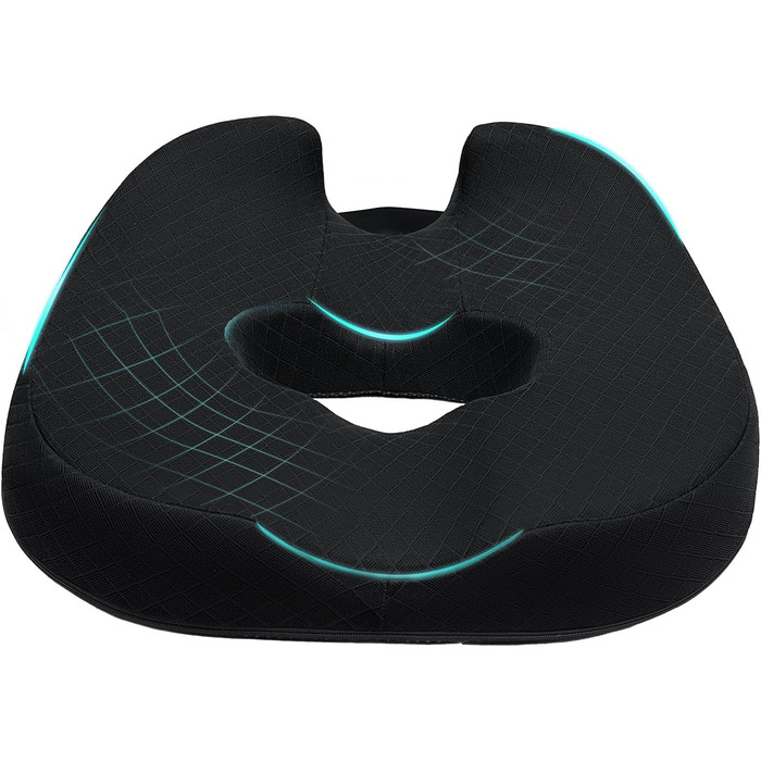 ZHOOGE Orthopedic Donut Seat Cushion for Hemorrhoids & Tailbone Pain - Memory Foam Seat Cushion for Car, Sofa, Office & Wheelchair - Black