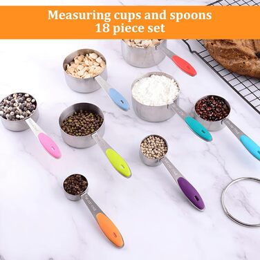 10-Piece Measuring Cup and Spoon Set, Measuring Cups for Baking with 5 Measuring Cups and 5 Measuring Spoons, Measuring Cup Set for Kitchen or Baking