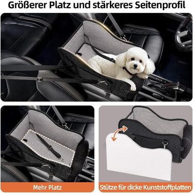 Автокрісло для собак та котів GGW | Безпечне автокрісло з подвійним кріпленням, водонепроникне, з кишенями, для малих собак та котів | Чорна шкіра