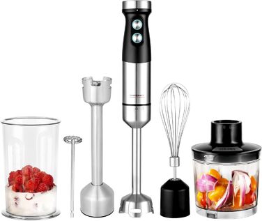 Блендер GASTROBACK #40972 Design Power Stabmixer Set 5-в-1, сріблястий, чорний