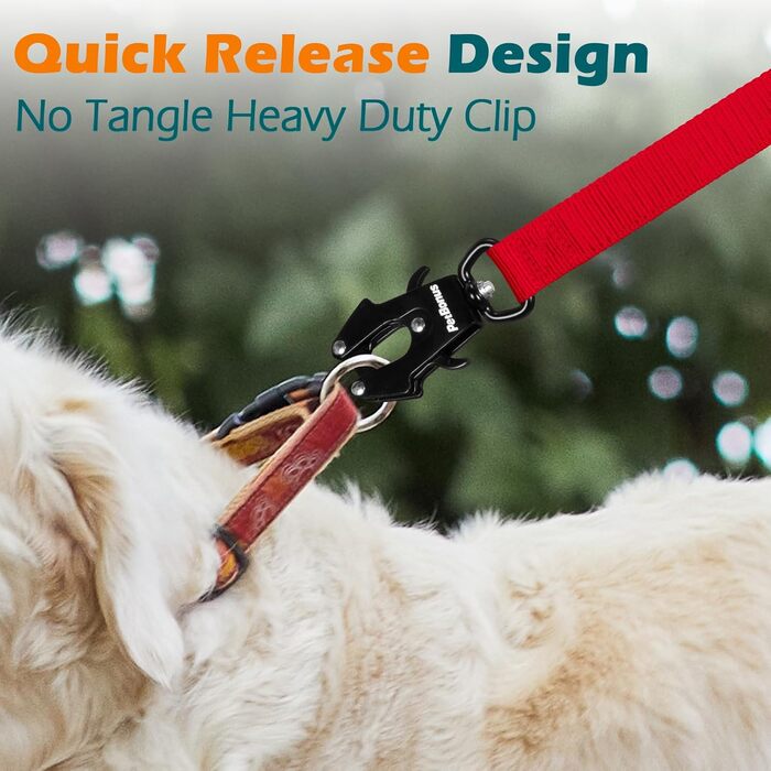 Тактична повідок для собак PetBonus Heavy Duty, 1,5м, еластична, з двома м'якими ручками, страхувальний ремінь для авто, навчальна повідок No Pull для великих та середніх собак (Армійний зелений, Червоний)