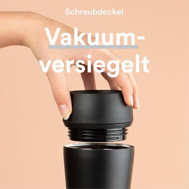 Moon 360° Thermobecher, Coffee Mug to Go Thermo, Travel Mug 300ml, Coffee to Go Becher, Insulated Leak-Proof Cup - BPA-Free, Double-Walled Stainless Steel, 100% Leak-Proof, 360° Drinking Opening, Black
