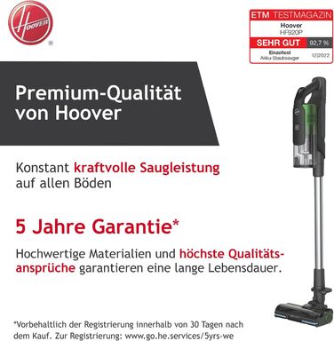 Бездротовий акумуляторний пилосос Hoover HF9 I Без мішка, LED-підсвічування, Anti-Twist насадка, для всіх поверхонь (для тварин), 2 акумулятори