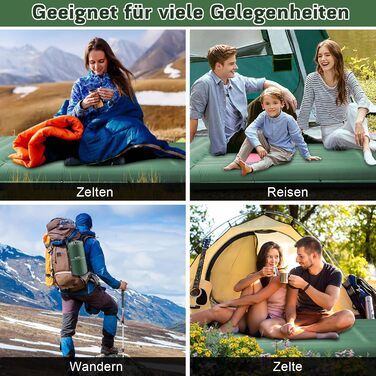 MILFECH Килимок для кемпінгу самонадувний, 14 см, з інтегрованими подушками та насосом для ніг, ультралегкий, водонепроникний, для відпочинку на природі, туризму, зелений