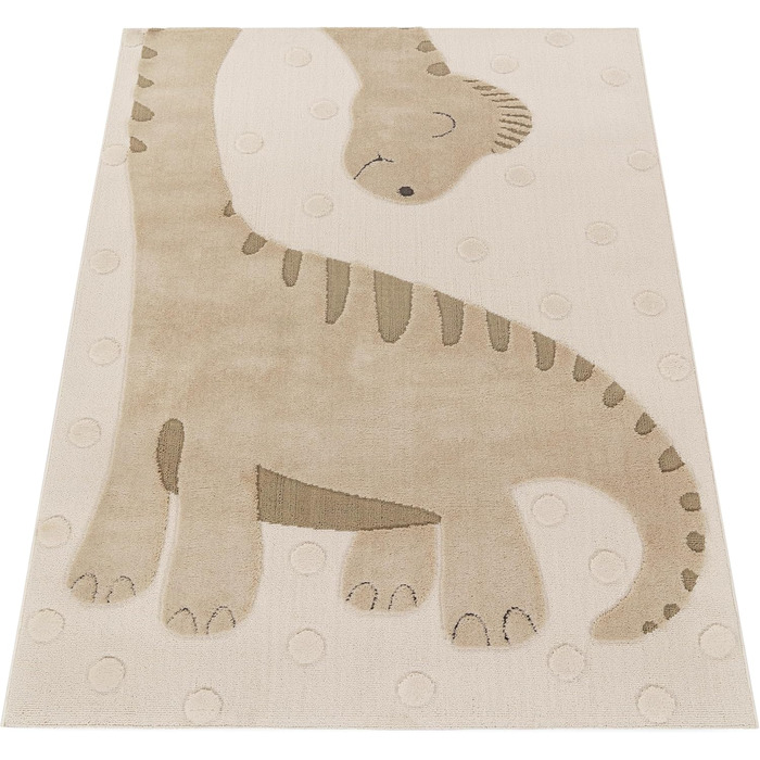 Дитячий килим Paco Home Kinderteppich 80x150 см, бежевий з левами, 3D ефект, м'який, гіпоалергенний, для дитячої кімнати