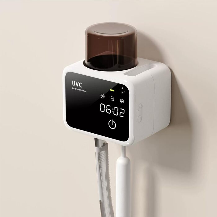 Утримувач для зубних щіток Maxspace з UV-стерилізатором, сушкою та таймером (білий)
