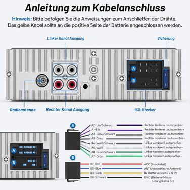 Автомагнітола Wistrue 1DIN з Bluetooth, FM/AM, USB/SD, AUX, MP3, Type-C, чорна
