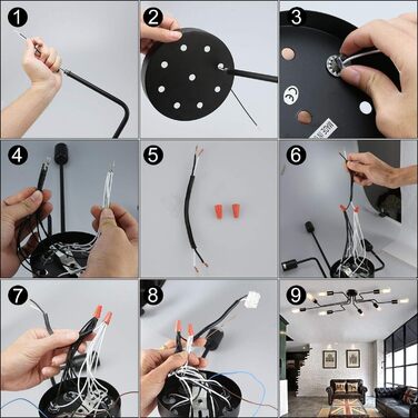 Підвісна стельова люстра FRIDEKO HOME, 8 точок освітлення, цоколь E27