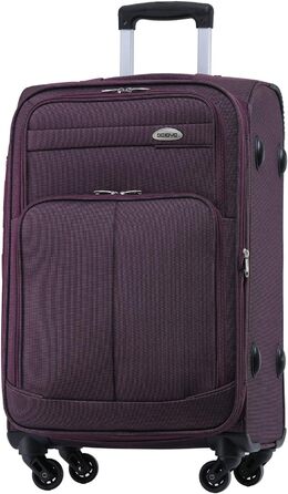 Чемодан тканинний BEIBYE, набір валіз-тележек, з кишенями та замком, 54 см (M-ручна поклажа), червоний та фіолетовий кольори