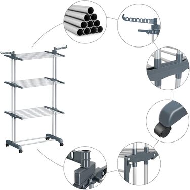 Кімнатна сушарка для білизни Turm 6 крил, сіра, стандарт