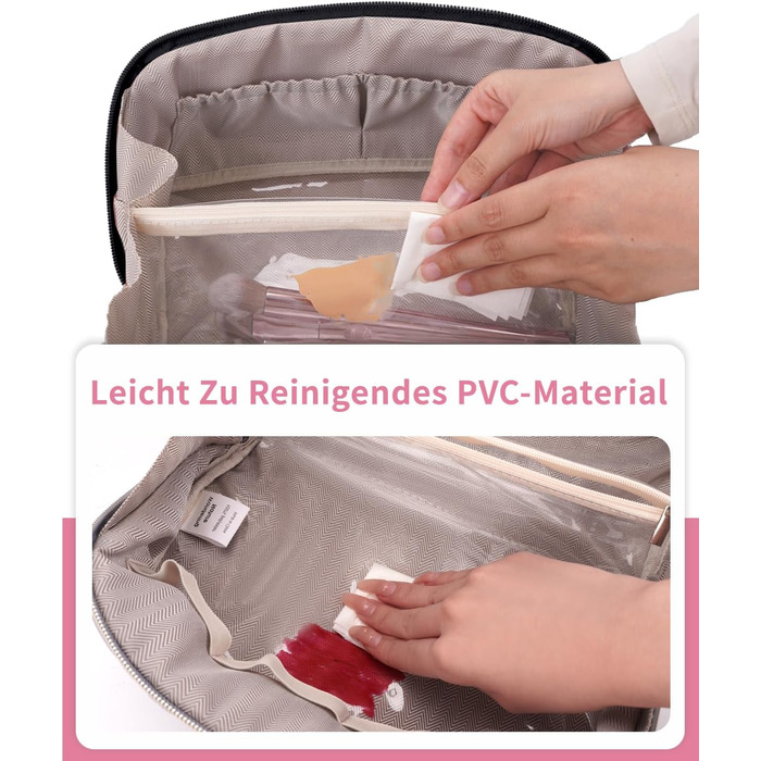 Чорна косметичка для подорожей Wandering Nature з відділенням для пензлів, велика, водонепроникна, з перегородкою та ручкою (патендована)