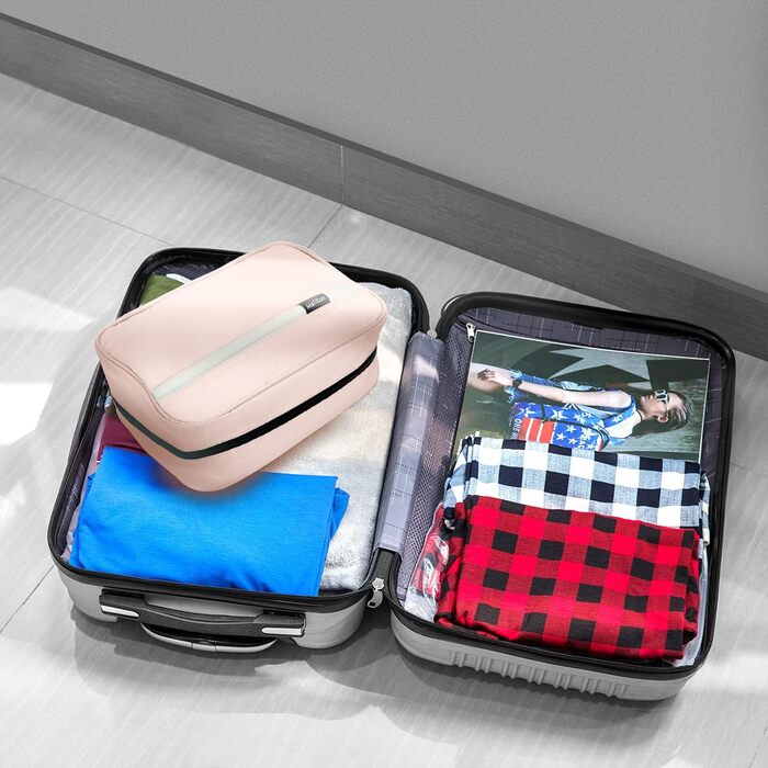 Сумка для косметики Maliton з підвішуванням, водонепроникна | Велика дорожня сумка для подорожей, ділових поїздок, спорту, плавання | Косметичка для жінок та чоловіків з 4 відділеннями, складна та компактна (Рожева)