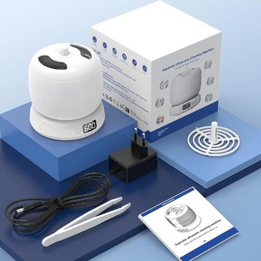 Ультразвуковий очищувач для зубних протезів, кап, брекетів та ювелірних виробів 200 мл, 45000 Гц, з УФ-лампою