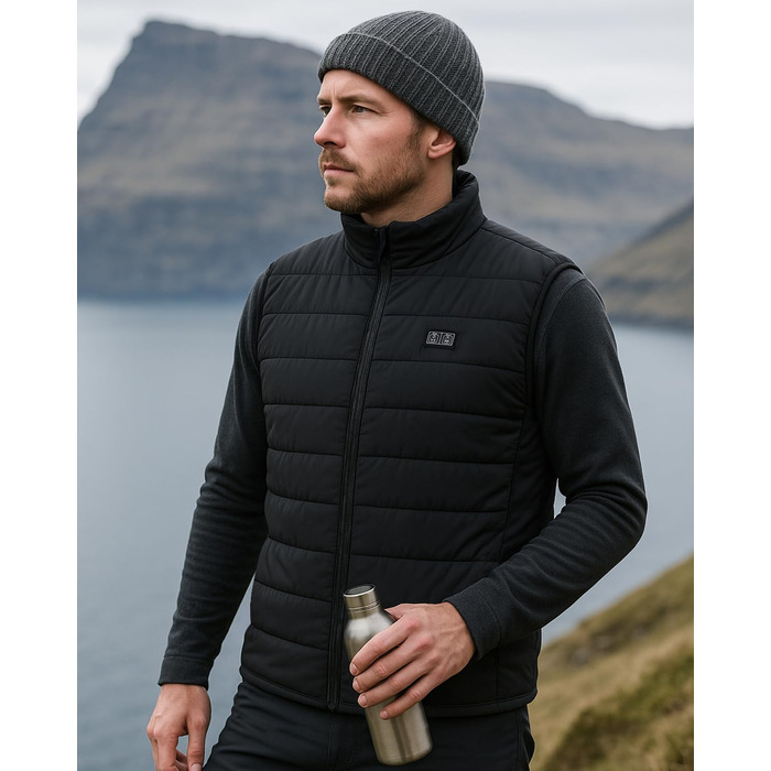 LABCOOL Тепла жилетка з підігрівом - чоловіча та жіноча жилетка з USB-підігрівом та акумулятором 10000mAh - 6-зонний підігрів з 3 рівнями температури - можна прати в пральній машині, чорний L