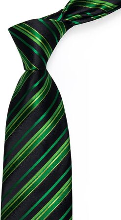 Чоловічі краватки YourTies: смугасті та клітинчасті, з шовкової тканини, набір з краватковою блискавкою (зелено-чорна смужка)