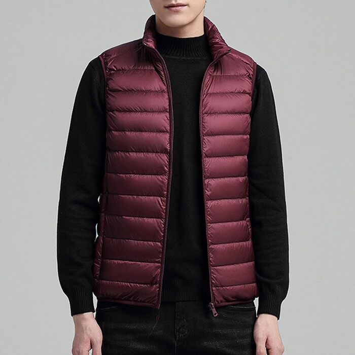 Чоловіча тепла безрукавка з пуху, стегана, водонепроникна, для активного відпочинку, червона M