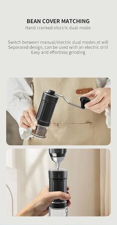 Ручний кавомолка OrkeyDolk з керамічним жорном, 40 режимів помолу, для Aeropress, Pour Over і Мока, регульована, сучасний дизайн