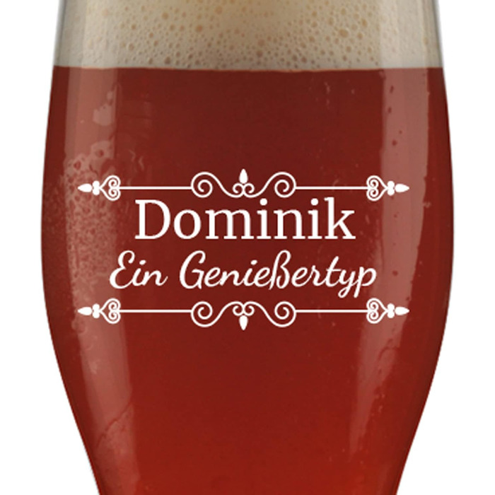 Склянка для пива з іменем або побажанням, 0,5л, з гравіюванням, індивідуальний подарунок, персоналізована склянка для пшеничного пива (оздоблення 01)