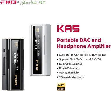 Портативний ЦАП та підсилювач навушників FiiO KA5 з OLED-дисплеєм (3,5 мм та 4,4 мм баланс)