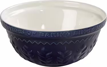 Traditional Mixing Bowl from Original Stoneware, Indigo and Ivory Design, 5.5 Liter Capacity, Perfect for Preparing Bread and Cakes, Dishwasher Safe