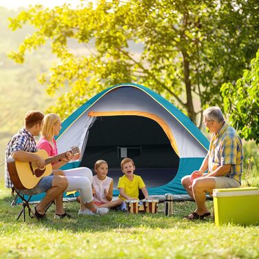 Намет кемпінговий 3-місний UNP Campingzelt водонепроникний, вітрозахисний, з тентом від дощу, легкий у встановленні, блакитний