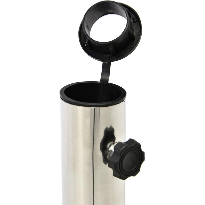 Nexos Parasol Stand Granite Round Grey with Reducing Rings Stainless Steel Sleeve Handle Wheels Ø 40 cm 20 kg For Umbrellas up to 2m