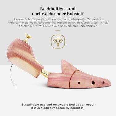 Schlesinger – 4 pairs of premium men's shoe stretchers made of high-quality cedarwood for optimal shoe care. Kaiser model. Size 35 – 52 in silver or gold.
