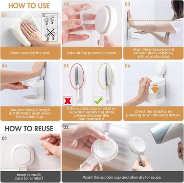 Тримач для мила LEVERLOC з піддоном, 3 кг, настінний, без свердління, з присосками, для ванної кімнати та кухні, білий, 2 рівні