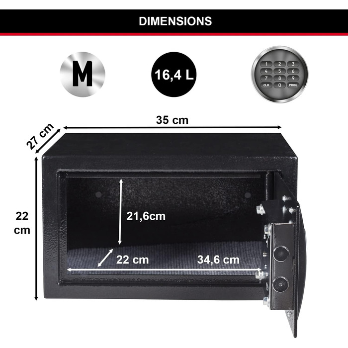 Сейф Master Lock з електронним кодовим замком, 16 л, 22 x 35 x 27 см