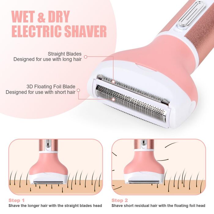 Електричний жіночий бритва ACWOO 4-в-1: для обличчя, носа, під пахвами, в зоні бікіні. USB-зарядка (G-orange)