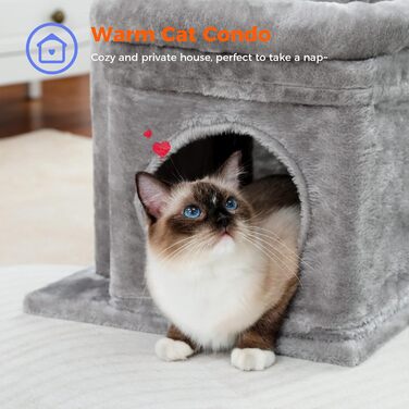 PAWZ Road Cat Tree, Multi-Level Cat Tower with Sisal-Covered Scratching Post, Cozy Cat Condo, and Large Cat Perch for House Cats (Gray)