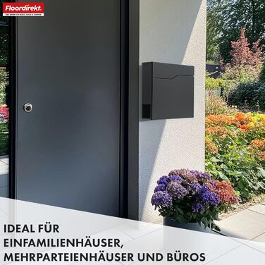 Поштовий ящик Floordirekt Jean Anthrazit сучасний з газетницею, кришкою та замком, антрацит