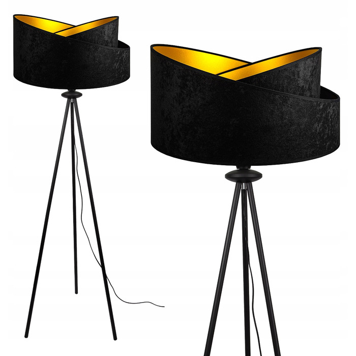 Підлоговий торшер Glimex з абажуром, патрон E27, 60 Вт, чорний з жовтим
