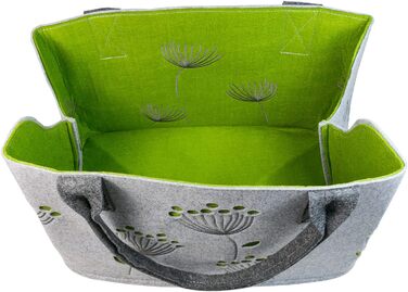 GILDE Felt Bag Dillblüte (Dill Flower), 41 cm, Shopping Bag/Wooden Bag/Beach Bag - tear-resistant & carries a lot of weight - safely cushions your purchases and has plenty of storage space (Light Grey)