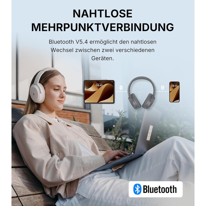 Edifier WH700NB Pro: Бездротові навушники з активним шумозаглушенням -43dB, Hi-Res Audio, Bluetooth V5.4, мульти-поінт, AI-дзвінки, швидка зарядка, сірий колір