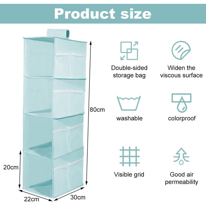 Настінна вішалка-органайзер для одягу з 4 відділеннями, складана, з кишенями, для дому, кемпінгу, у подорожі