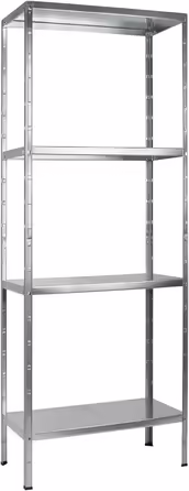 SCHULTE Shelfworld slotted shelving unit with 4 PowerMAX shelves, 65 kg load capacity, 180x60x40 cm (H x W x D), galvanized (storage shelf, workshop shelf, cellar shelf, garage shelf, metal shelf)