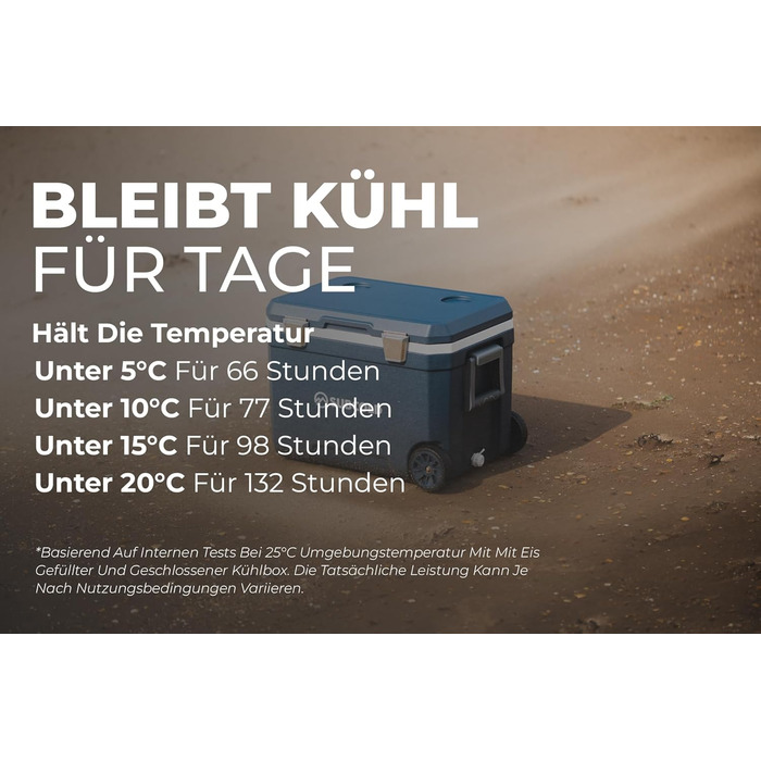 Subcold MOBI Rollkühlbox 45L: Ізольована сумка-холодильник на колесах для подорожей, авто, кемпінгу. PU-ізоляція, блакитний колір