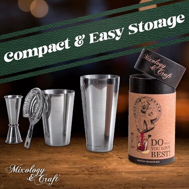 Stainless Steel Cocktail Shaker Set - Mixology Bar Set with Accessories | Silver Cocktail Kit