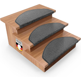 Casa Pura Dynasty Velour Non-Slip Stair Treads - 15 Piece Set - Anthracite Grey