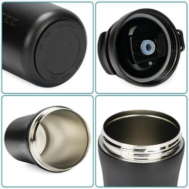 Термокружки Belle Vous 2 шт. з нержавіючої сталі 400 мл - з трубочками та кришками, для гарячих та холодних напоїв