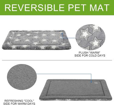 EMPSIGN Dog Bed, Medium Dogs, Washable Dog Cushion (cool and warm), Dog Mat made of high-density foam for crates, grey, 76x51x2.8cm