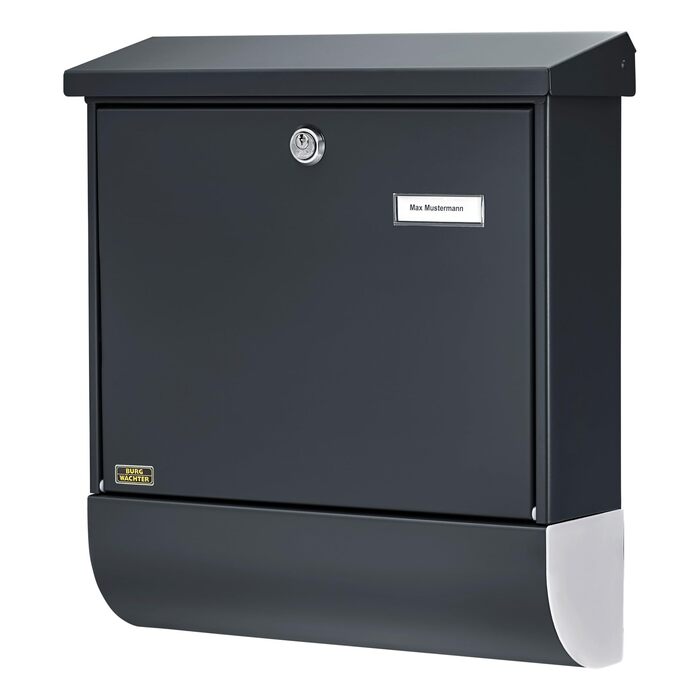 Поштова скринька Burg Wächter Vario ANT з газетницею та табличкою для імені, оцинкована сталь, формат DIN C4, антрацит (RAL 7016), комплект з 2 ключами